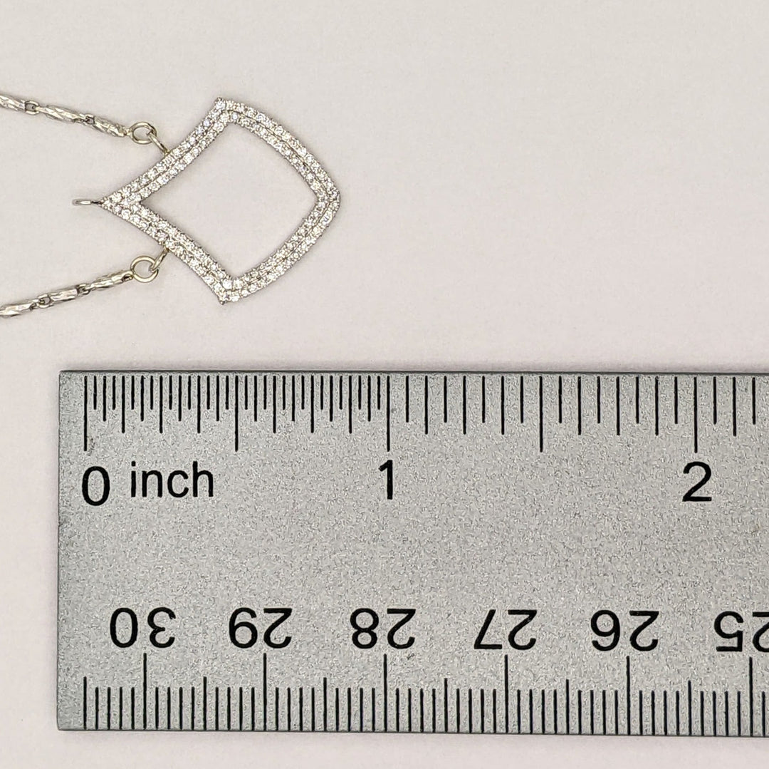 14K WHITE/ STERLING SILVER .50 CARAT TOTAL WEIGHT SI1 H DIAMOND ROUND (107) OPEN DIAMOND SHAPE ESTATE NECKLACE 6.8 GRAMS