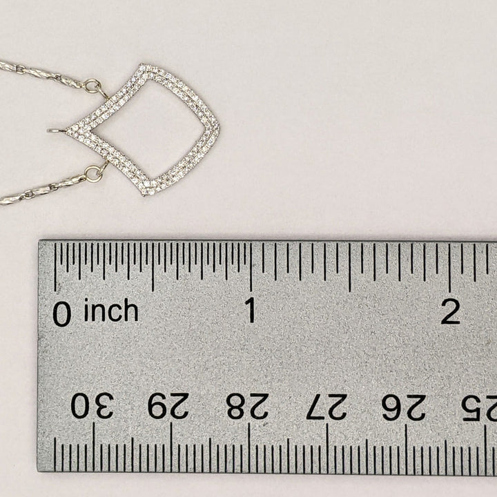 14K WHITE/ STERLING SILVER .50 CARAT TOTAL WEIGHT SI1 H DIAMOND ROUND (107) OPEN DIAMOND SHAPE ESTATE NECKLACE 6.8 GRAMS