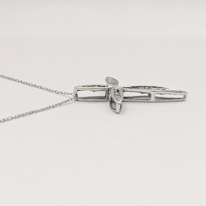 10K WHITE .30 CARAT TOTAL WEIGHT DIAMOND BAGUETTE (36) ESTATE CROSS PENDANT & CHAIN 1.7 GRAMS