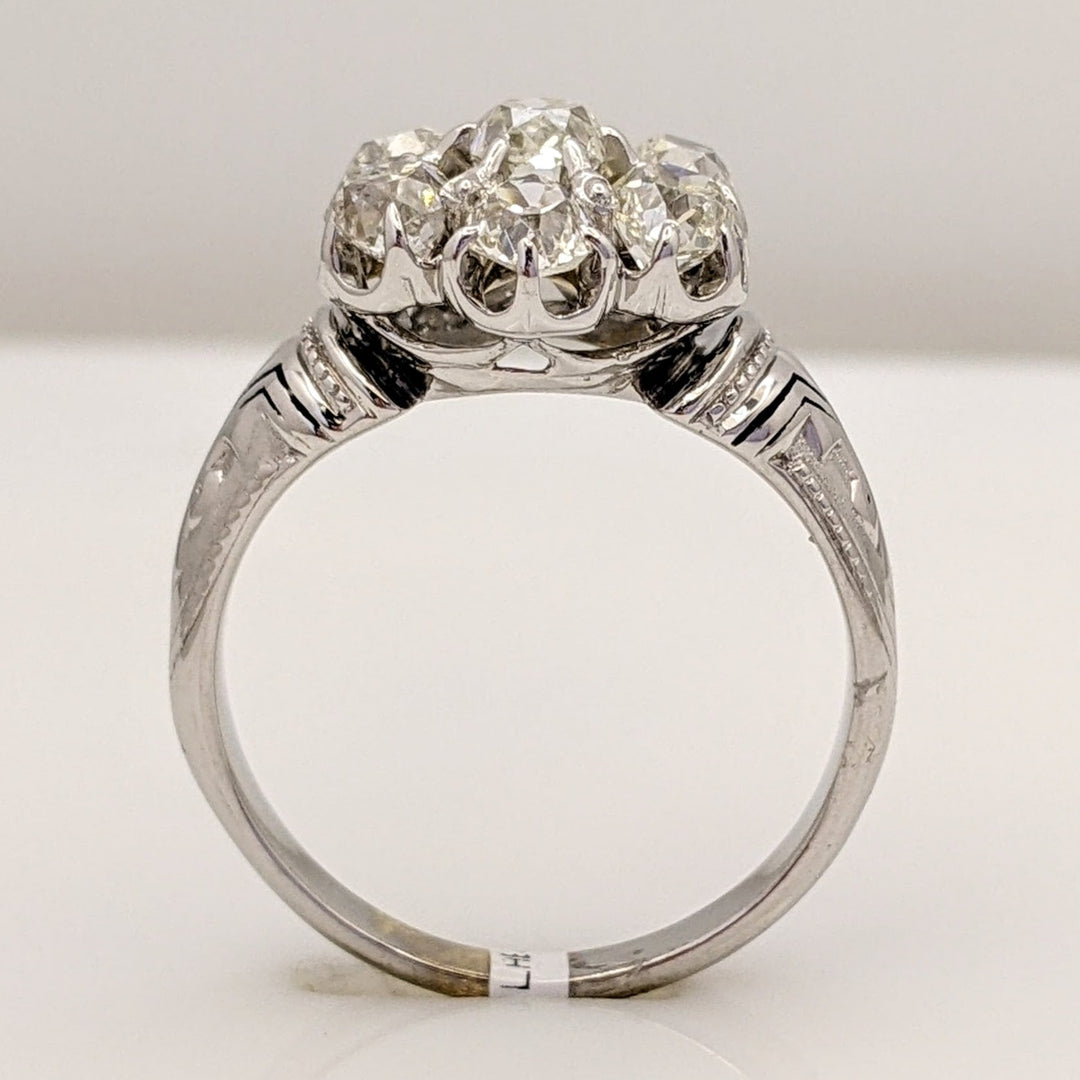 14K 1.40 CARAT TOTAL WEIGHT VS H DIAMOND ROUND (7) ESTATE FLORAL RING 7.1 GRAMS