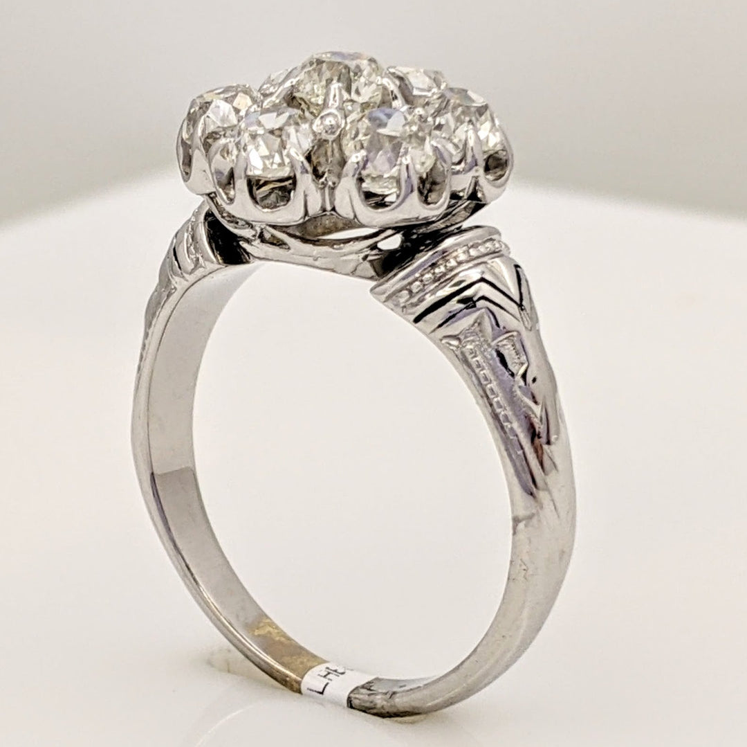 14K 1.40 CARAT TOTAL WEIGHT VS H DIAMOND ROUND (7) ESTATE FLORAL RING 7.1 GRAMS