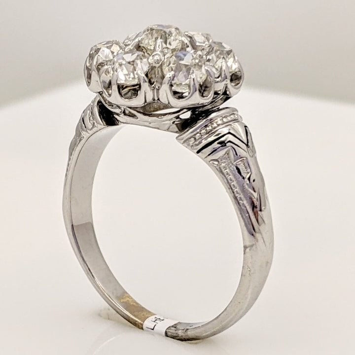 14K 1.40 CARAT TOTAL WEIGHT VS H DIAMOND ROUND (7) ESTATE FLORAL RING 7.1 GRAMS