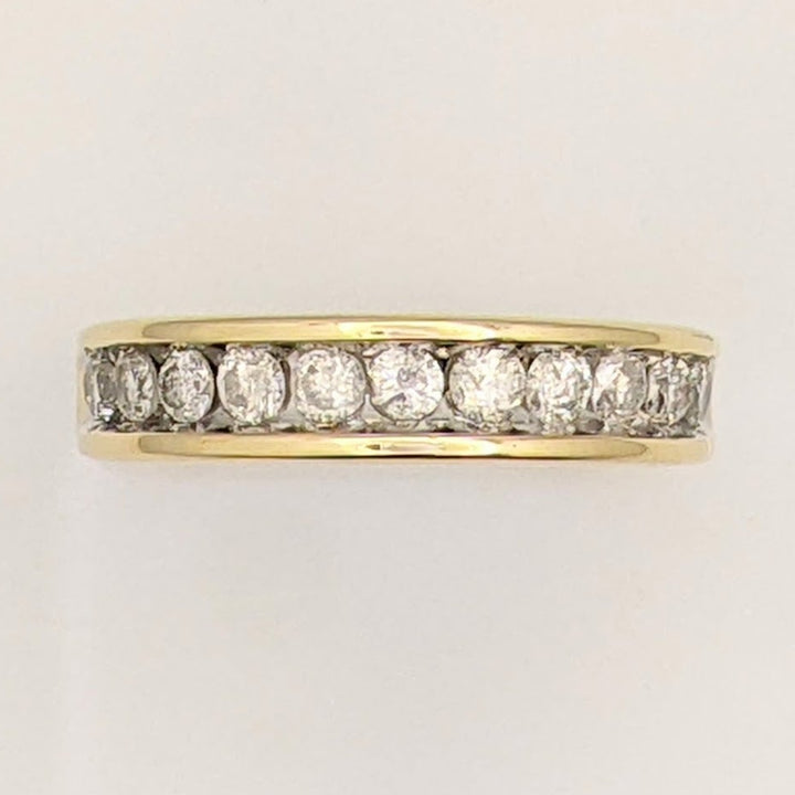 10K .83 CARAT TOTAL WEIGHT I2 H DIAMOND ROUND (11) ESTATE CHANNEL SET BAND 3.2 GRAMS