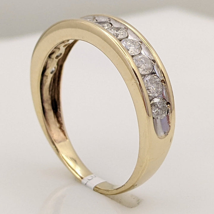 10K .83 CARAT TOTAL WEIGHT I2 H DIAMOND ROUND (11) ESTATE CHANNEL SET BAND 3.2 GRAMS
