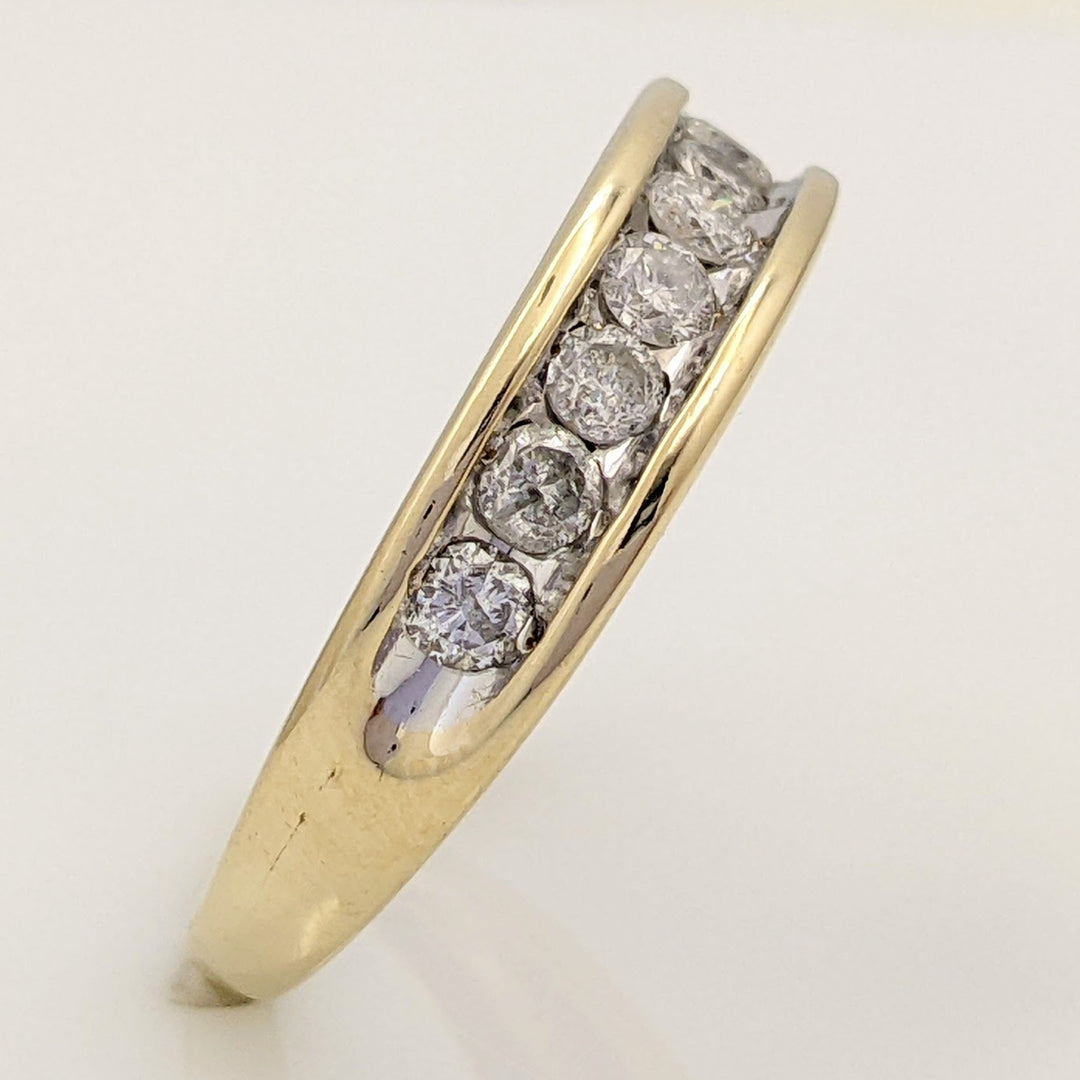 10K .83 CARAT TOTAL WEIGHT I2 H DIAMOND ROUND (11) ESTATE CHANNEL SET BAND 3.2 GRAMS