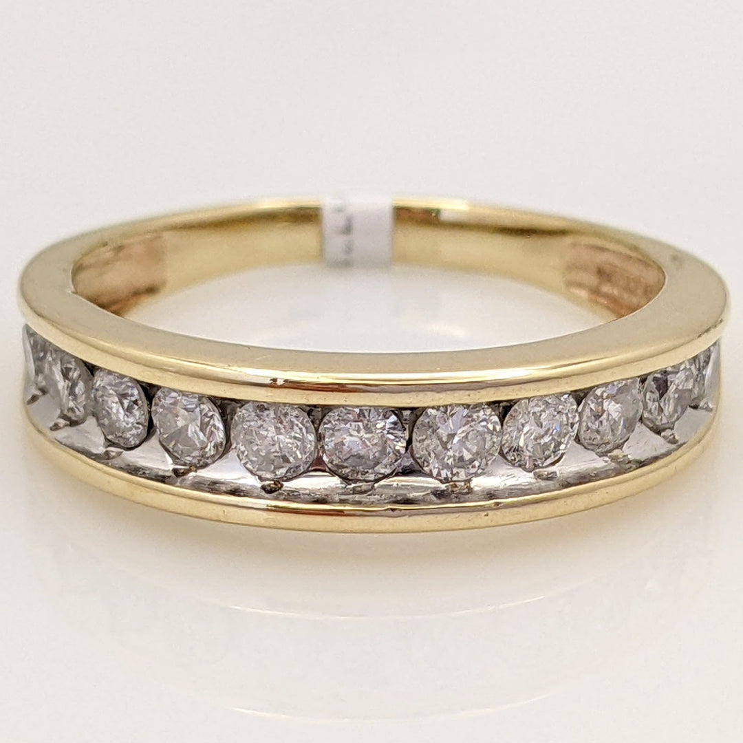 10K .83 CARAT TOTAL WEIGHT I2 H DIAMOND ROUND (11) ESTATE CHANNEL SET BAND 3.2 GRAMS