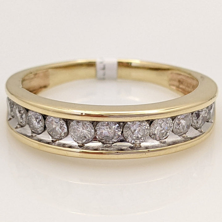 10K .83 CARAT TOTAL WEIGHT I2 H DIAMOND ROUND (11) ESTATE CHANNEL SET BAND 3.2 GRAMS
