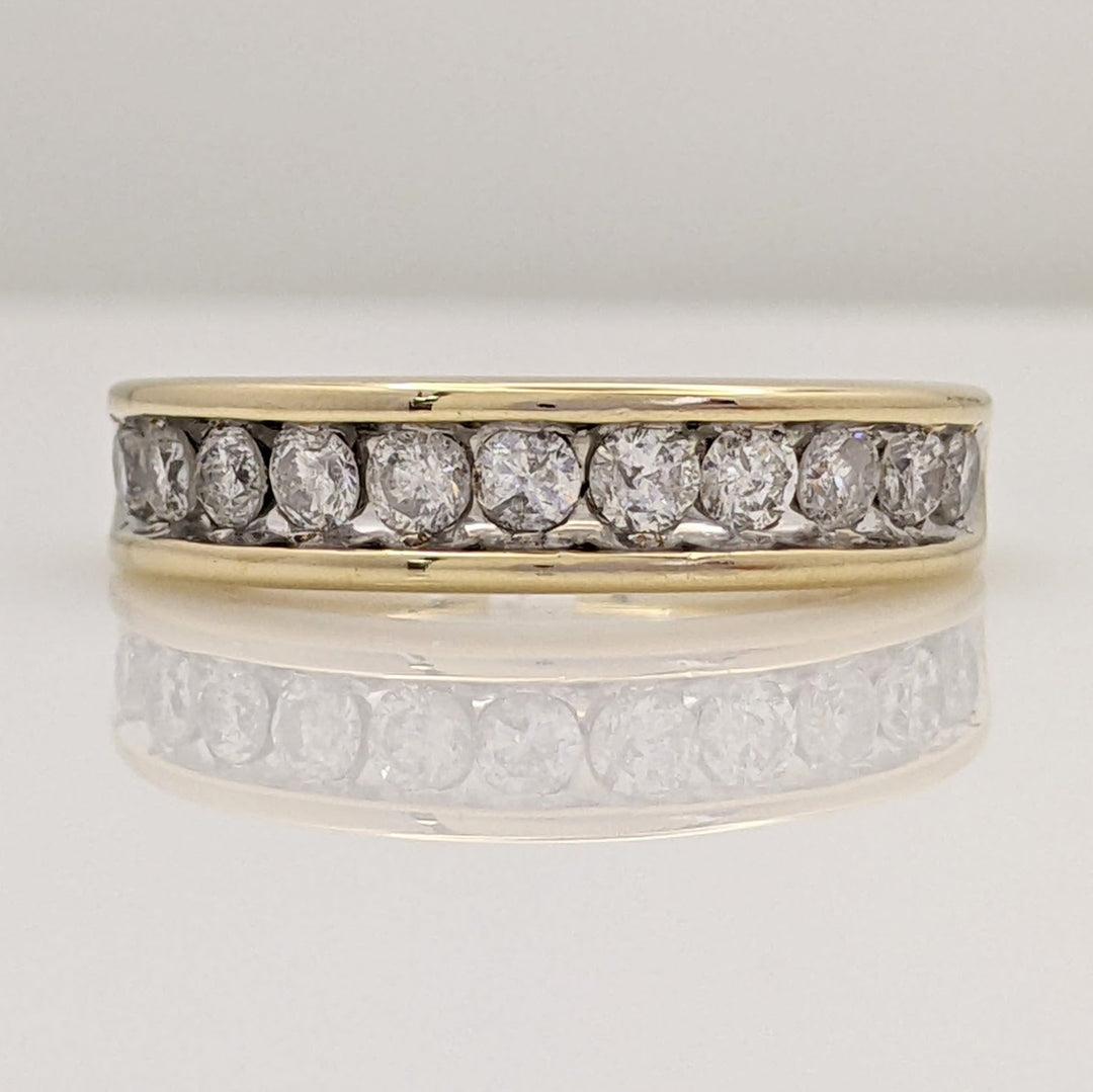 10K .83 CARAT TOTAL WEIGHT I2 H DIAMOND ROUND (11) ESTATE CHANNEL SET BAND 3.2 GRAMS