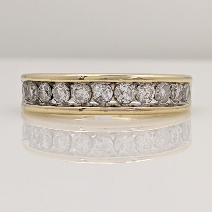 10K .83 CARAT TOTAL WEIGHT I2 H DIAMOND ROUND (11) ESTATE CHANNEL SET BAND 3.2 GRAMS