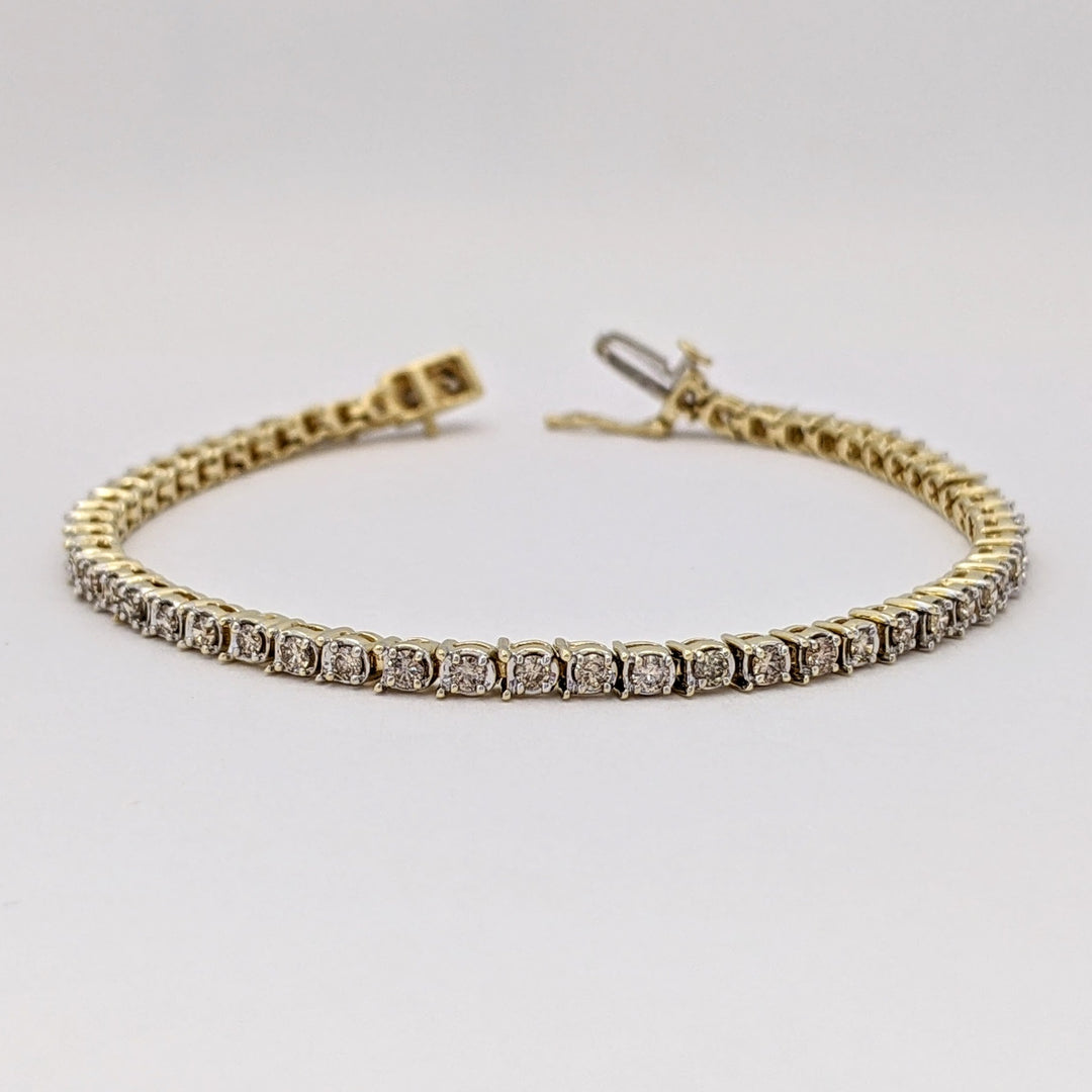 10K 1.50 CARAT TOTAL WEIGHT SI2 P DIAMOND ROUND (55) ESTATE BRACELET 9.3 GRAMS