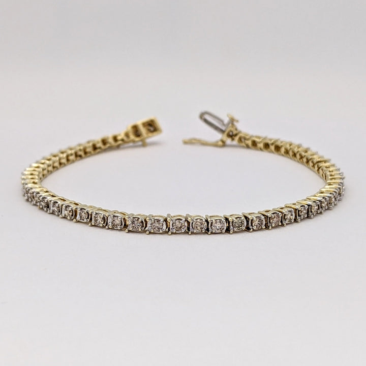 10K 1.50 CARAT TOTAL WEIGHT SI2 P DIAMOND ROUND (55) ESTATE BRACELET 9.3 GRAMS