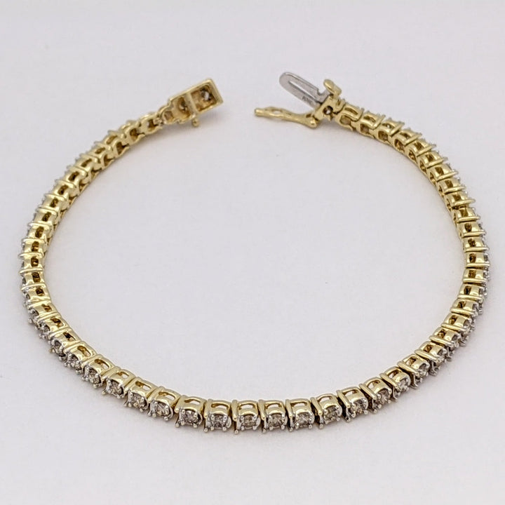 10K 1.50 CARAT TOTAL WEIGHT SI2 P DIAMOND ROUND (55) ESTATE BRACELET 9.3 GRAMS
