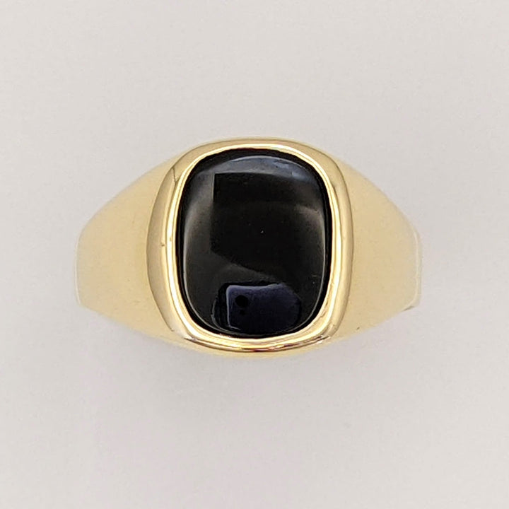 14K ONYX CUSHION 9X11 BEZEL ESTATE RING 5.3 GRAMS