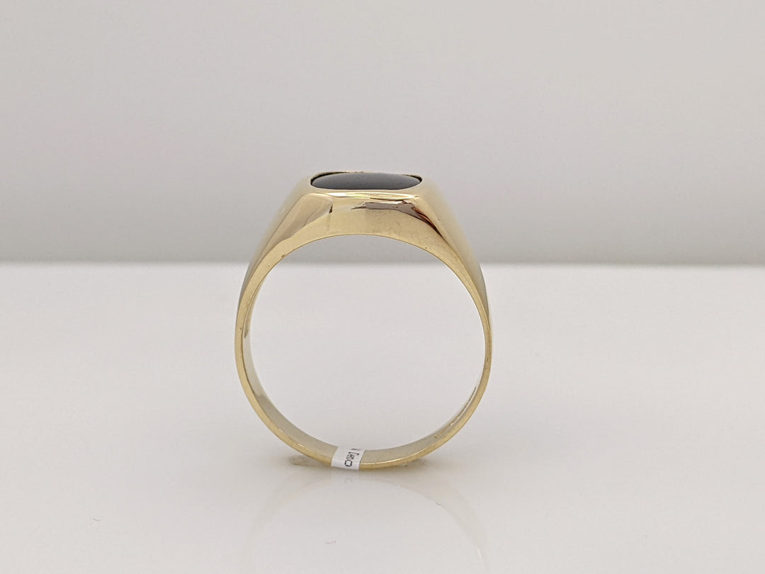 14K ONYX CUSHION 9X11 BEZEL ESTATE RING 5.3 GRAMS