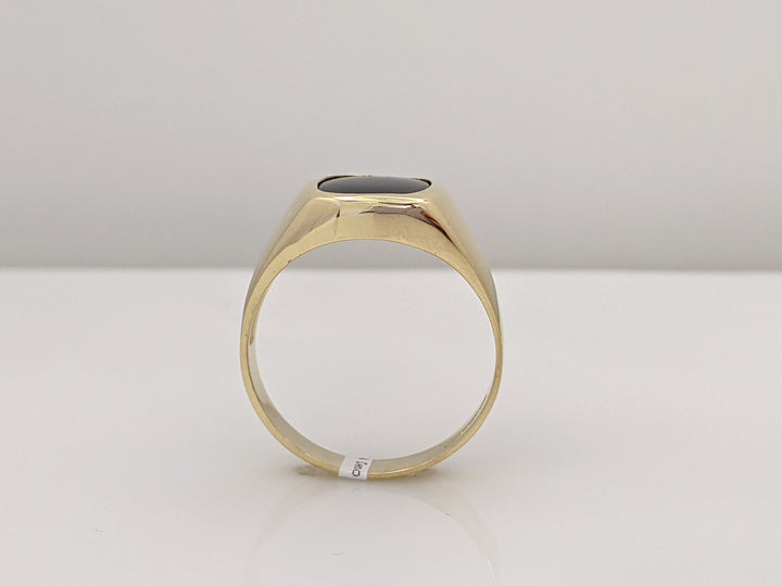 14K ONYX CUSHION 9X11 BEZEL ESTATE RING 5.3 GRAMS