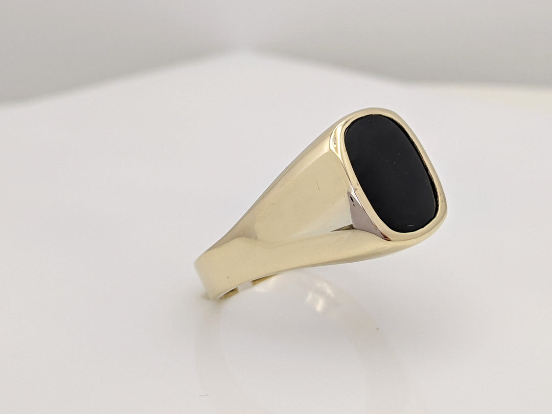 14K ONYX CUSHION 9X11 BEZEL ESTATE RING 5.3 GRAMS