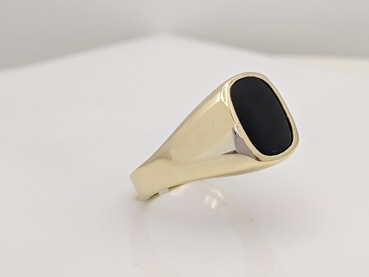 14K ONYX CUSHION 9X11 BEZEL ESTATE RING 5.3 GRAMS
