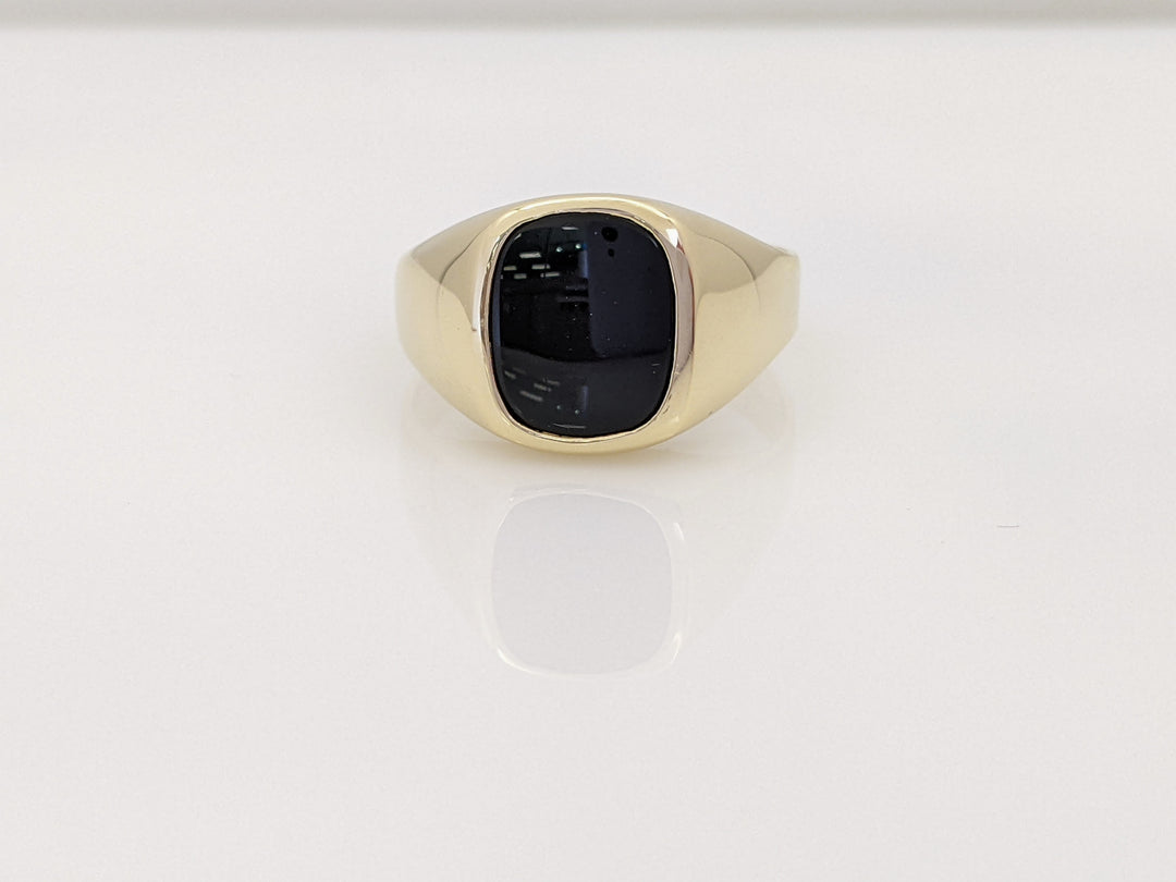 14K ONYX CUSHION 9X11 BEZEL ESTATE RING 5.3 GRAMS