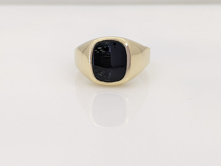 14K ONYX CUSHION 9X11 BEZEL ESTATE RING 5.3 GRAMS