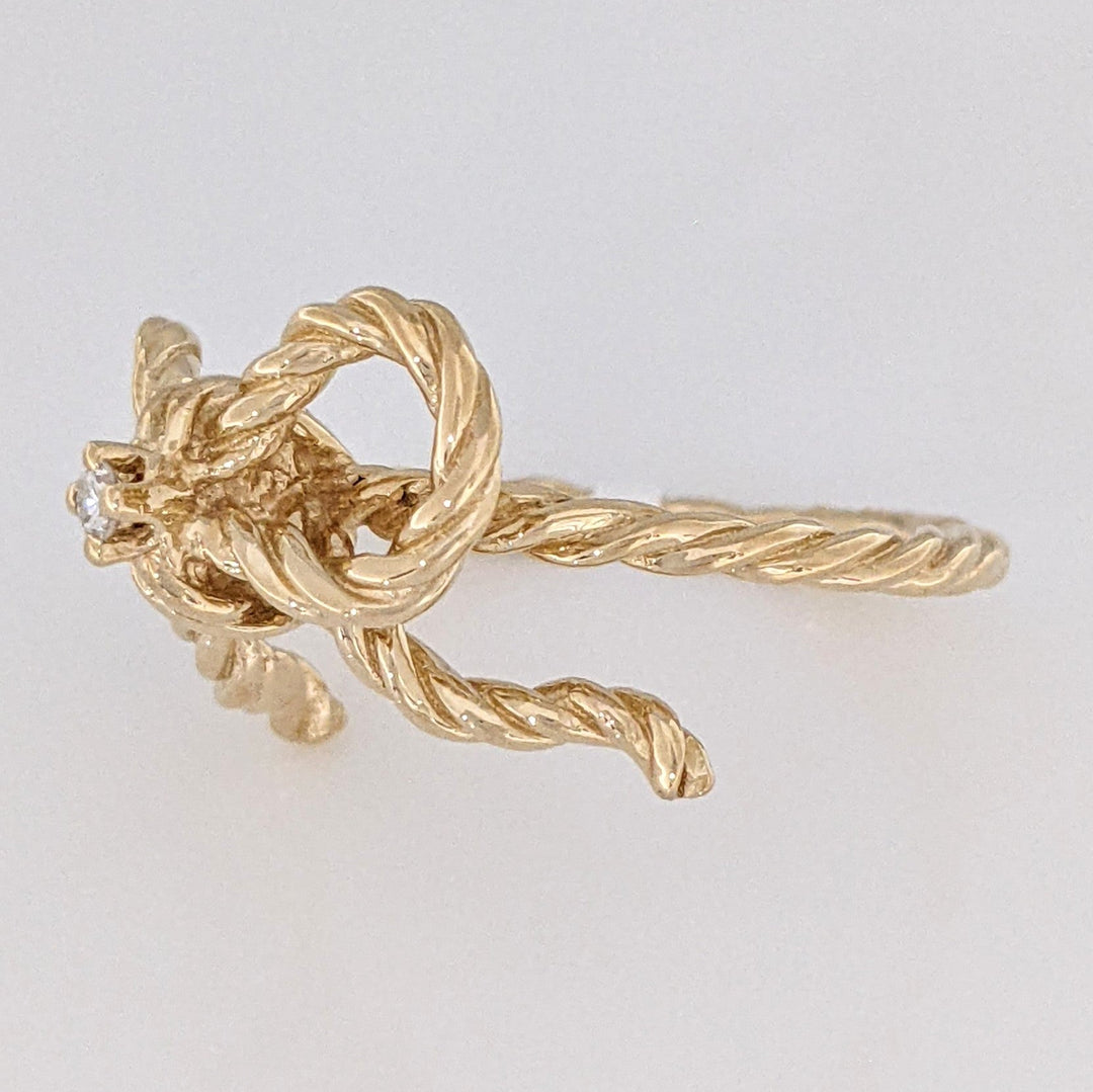 14K DIAMOND ROUND ROPE/TWIST BOW ESTATE RING 4.1 GRAMS
