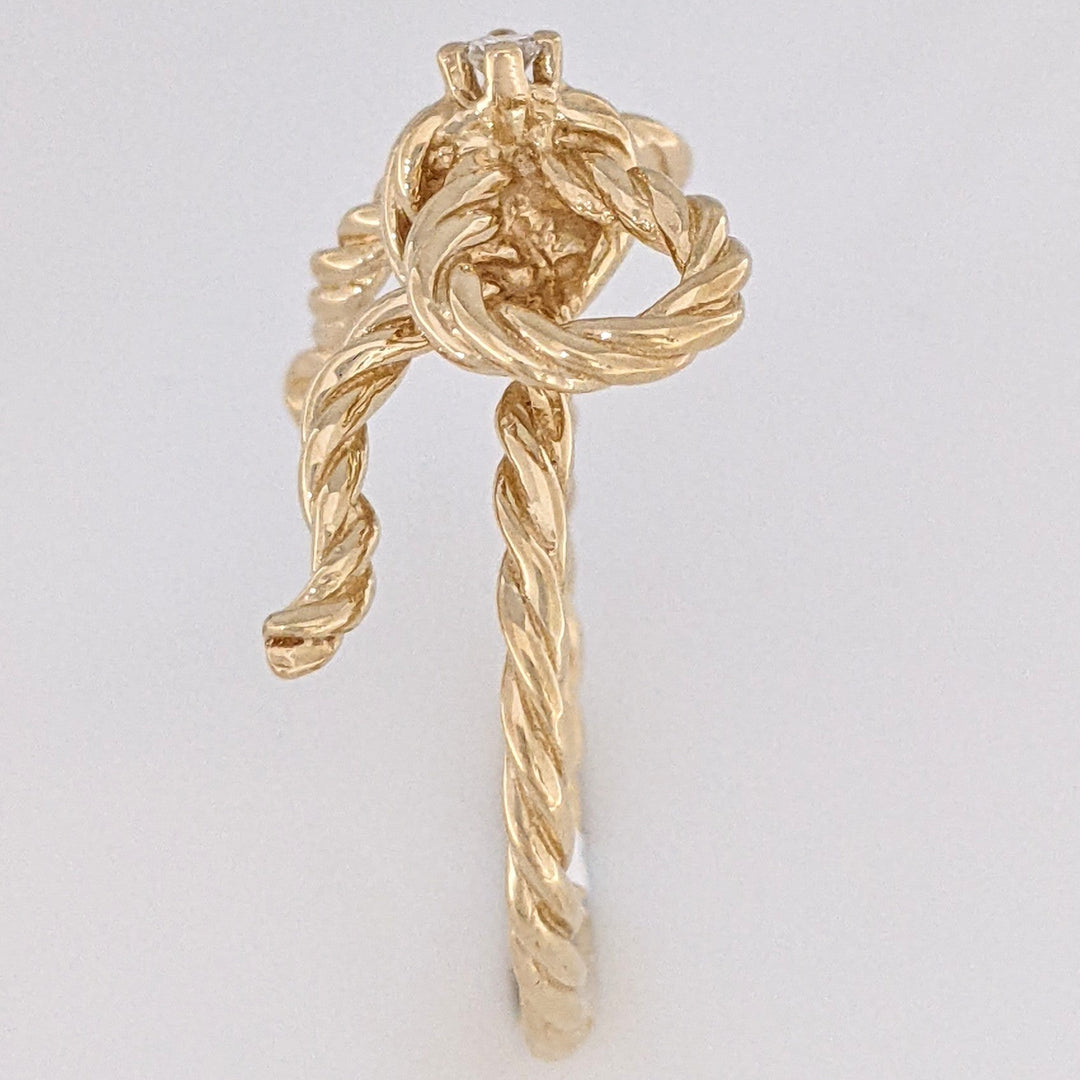 14K DIAMOND ROUND ROPE/TWIST BOW ESTATE RING 4.1 GRAMS
