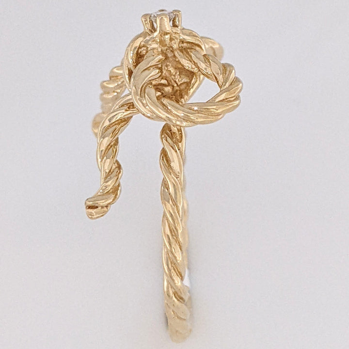 14K DIAMOND ROUND ROPE/TWIST BOW ESTATE RING 4.1 GRAMS