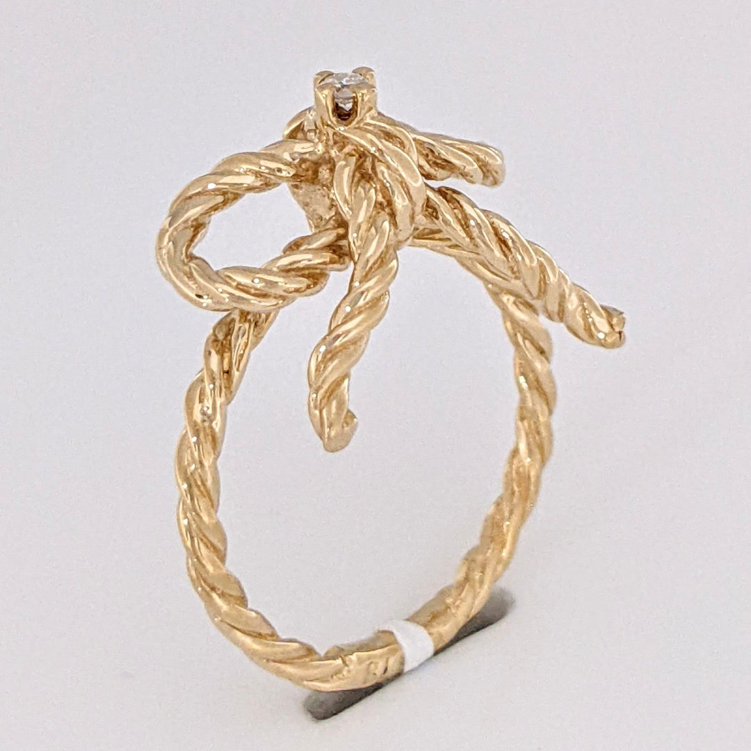 14K DIAMOND ROUND ROPE/TWIST BOW ESTATE RING 4.1 GRAMS