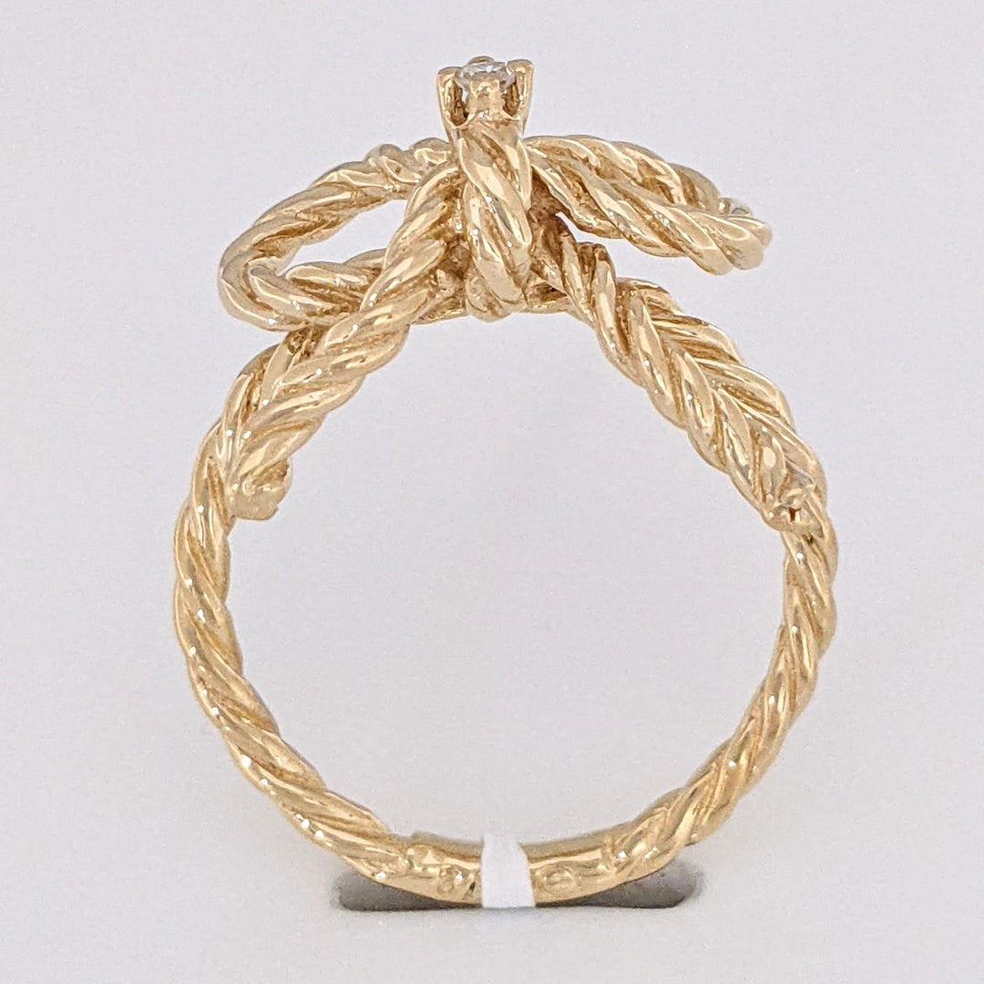 14K DIAMOND ROUND ROPE/TWIST BOW ESTATE RING 4.1 GRAMS