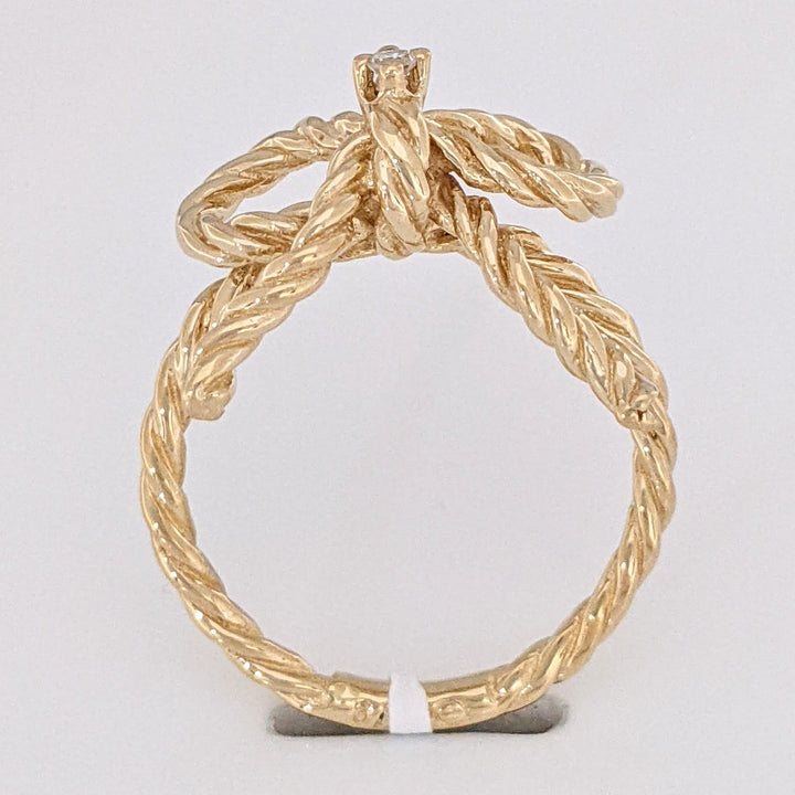 14K DIAMOND ROUND ROPE/TWIST BOW ESTATE RING 4.1 GRAMS