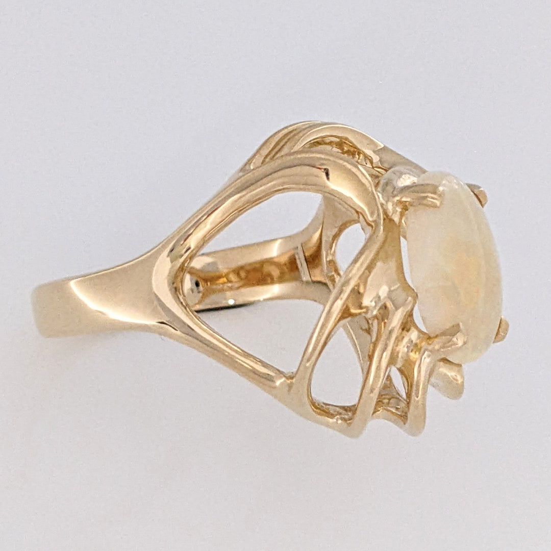 14K OPAL OVAL 8.5X 10.5 OPEN SWIRL ESTATE RING 7.2 GRAMS