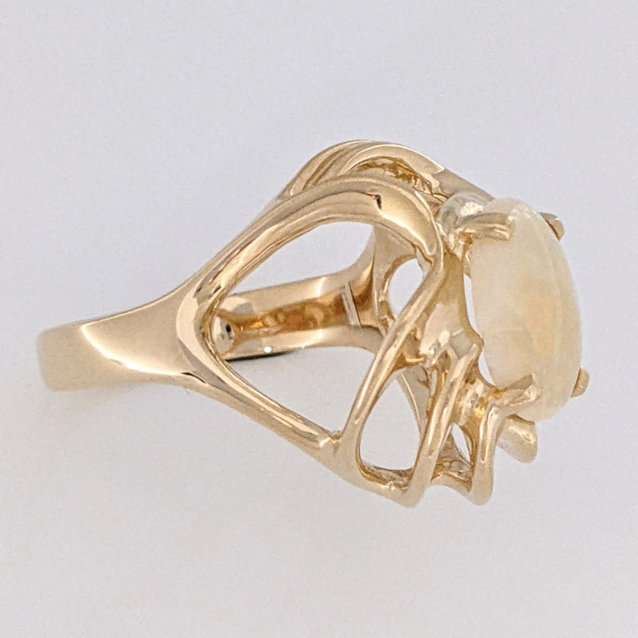 14K OPAL OVAL 8.5X 10.5 OPEN SWIRL ESTATE RING 7.2 GRAMS
