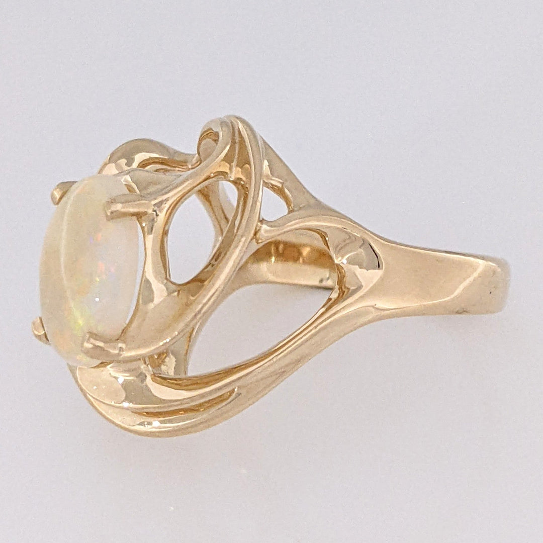 14K OPAL OVAL 8.5X 10.5 OPEN SWIRL ESTATE RING 7.2 GRAMS