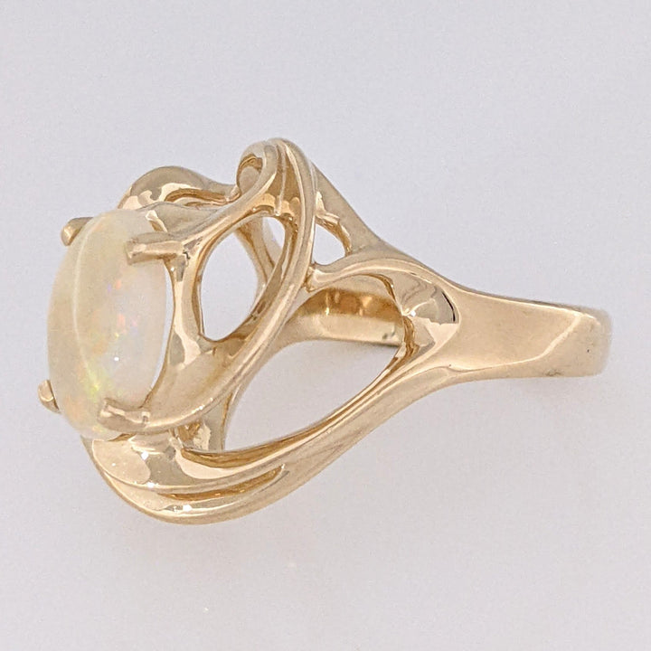 14K OPAL OVAL 8.5X 10.5 OPEN SWIRL ESTATE RING 7.2 GRAMS