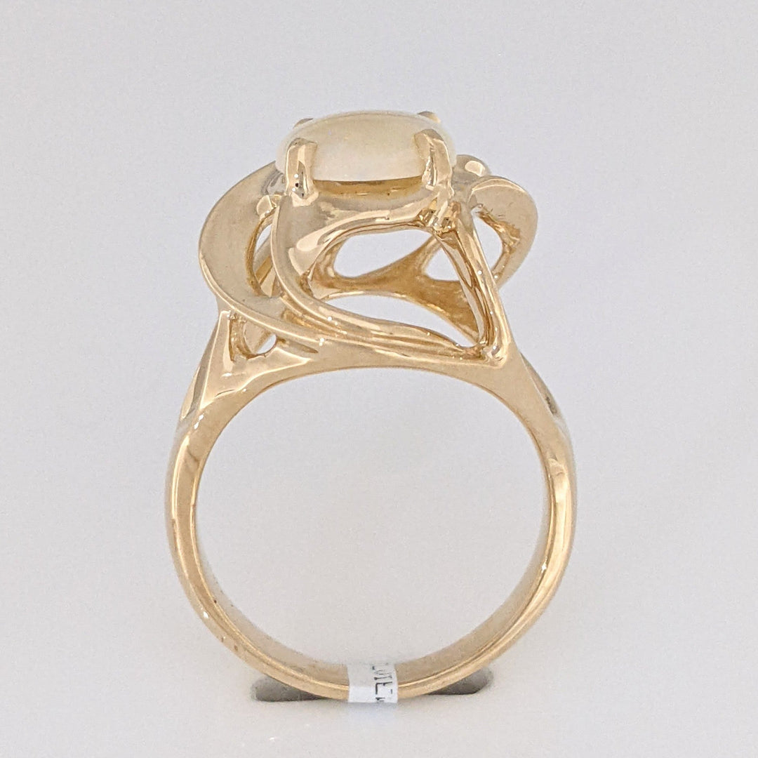 14K OPAL OVAL 8.5X 10.5 OPEN SWIRL ESTATE RING 7.2 GRAMS