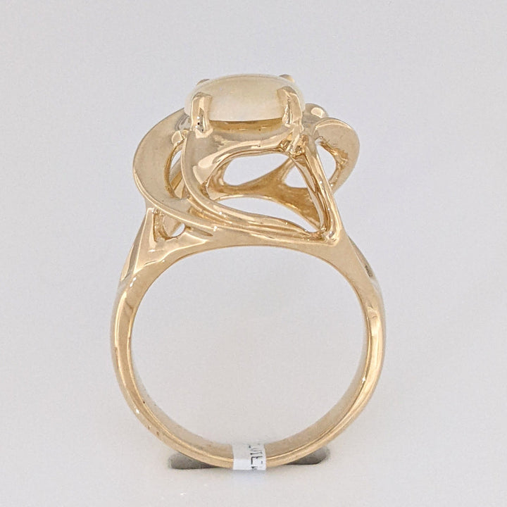 14K OPAL OVAL 8.5X 10.5 OPEN SWIRL ESTATE RING 7.2 GRAMS