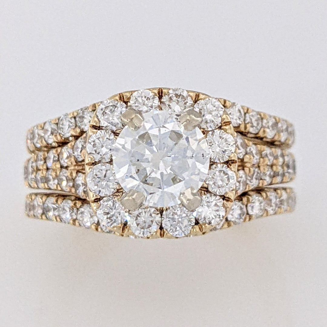 14K 3.17 CARAT TOTAL WEIGHT VVS2-SI2 F-G DIAMOND ROUND (77) HALO NEIL LANE RING 11.9 GRAMS