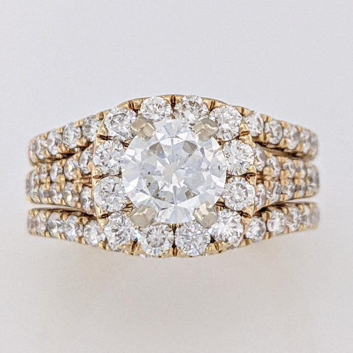 14K 3.17 CARAT TOTAL WEIGHT VVS2-SI2 F-G DIAMOND ROUND (77) HALO NEIL LANE RING 11.9 GRAMS