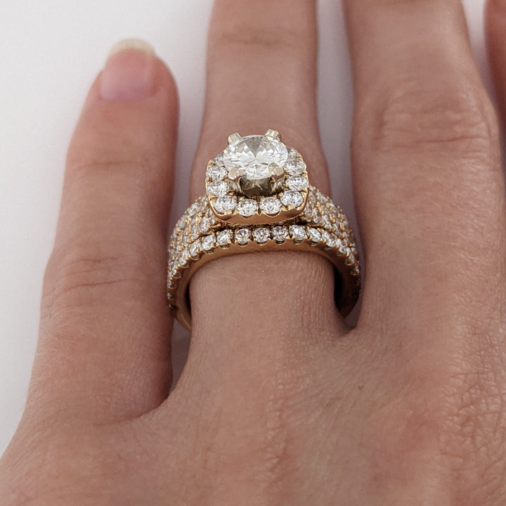 14K 3.17 CARAT TOTAL WEIGHT VVS2-SI2 F-G DIAMOND ROUND (77) HALO NEIL LANE RING 11.9 GRAMS