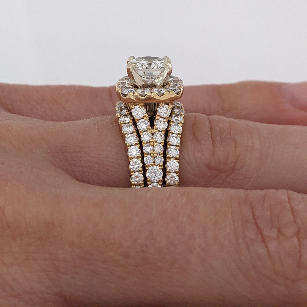 14K 3.17 CARAT TOTAL WEIGHT VVS2-SI2 F-G DIAMOND ROUND (77) HALO NEIL LANE RING 11.9 GRAMS