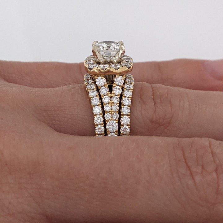 14K 3.17 CARAT TOTAL WEIGHT VVS2-SI2 F-G DIAMOND ROUND (77) HALO NEIL LANE RING 11.9 GRAMS