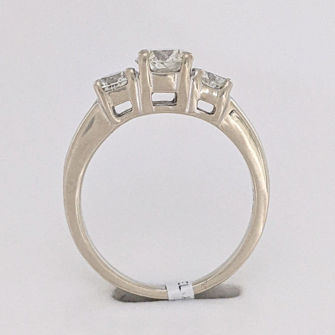 14K WHITE .98 CARAT TOTAL WEIGHT I1 I DIAMOND ROUND (3) ESTATE TRINITY RING 3.3 GRAMS