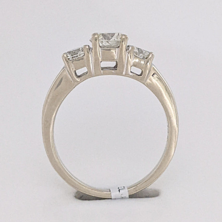 14K WHITE .98 CARAT TOTAL WEIGHT I1 I DIAMOND ROUND (3) ESTATE TRINITY RING 3.3 GRAMS