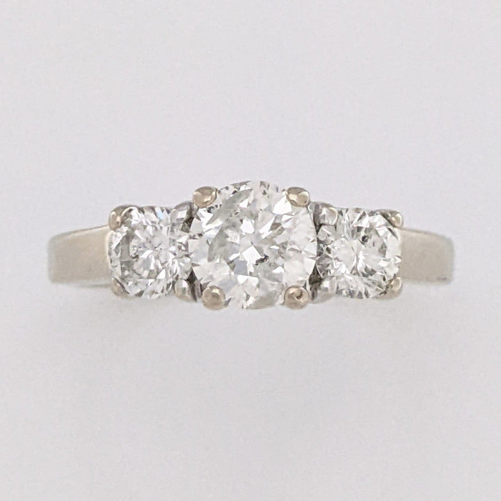 14K WHITE .98 CARAT TOTAL WEIGHT I1 I DIAMOND ROUND (3) ESTATE TRINITY RING 3.3 GRAMS