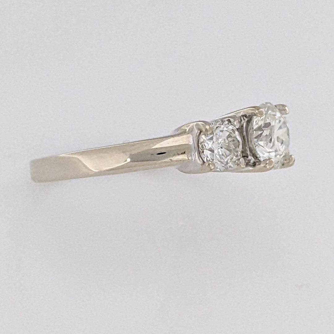 14K WHITE .98 CARAT TOTAL WEIGHT I1 I DIAMOND ROUND (3) ESTATE TRINITY RING 3.3 GRAMS