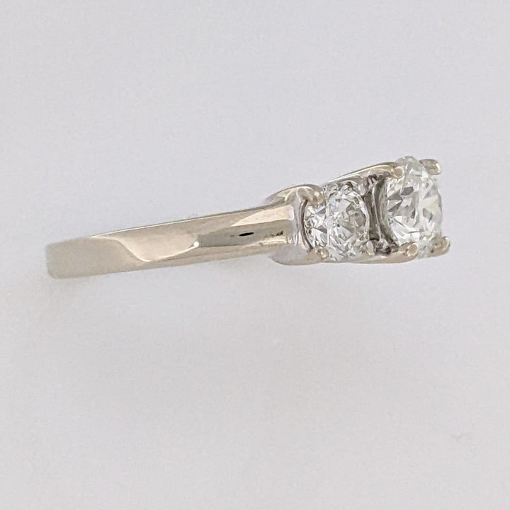 14K WHITE .98 CARAT TOTAL WEIGHT I1 I DIAMOND ROUND (3) ESTATE TRINITY RING 3.3 GRAMS