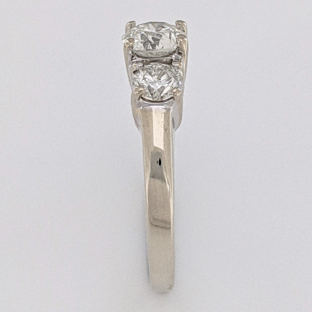 14K WHITE .98 CARAT TOTAL WEIGHT I1 I DIAMOND ROUND (3) ESTATE TRINITY RING 3.3 GRAMS