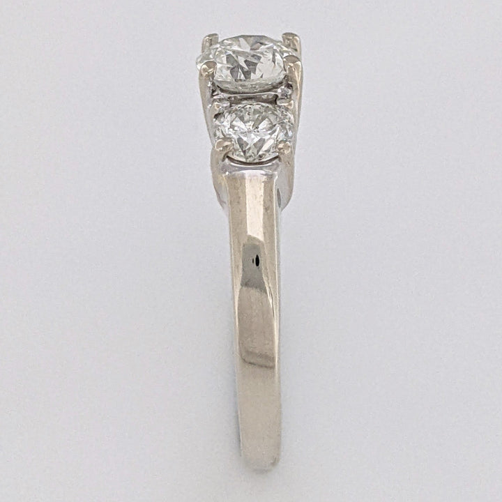 14K WHITE .98 CARAT TOTAL WEIGHT I1 I DIAMOND ROUND (3) ESTATE TRINITY RING 3.3 GRAMS