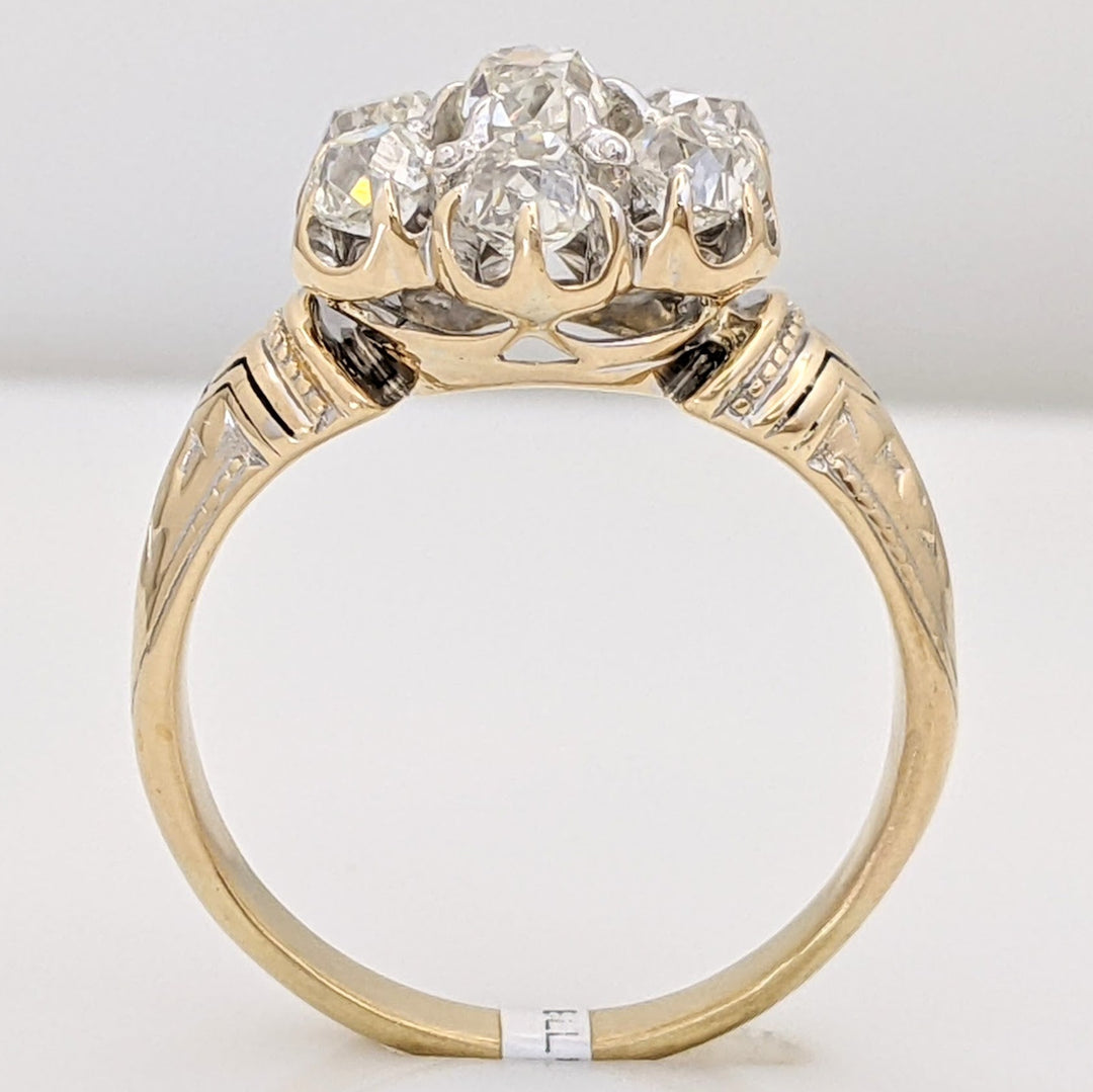 14K 1.40 CARAT TOTAL WEIGHT VS H DIAMOND ROUND (7) ESTATE FLORAL RING 7.1 GRAMS