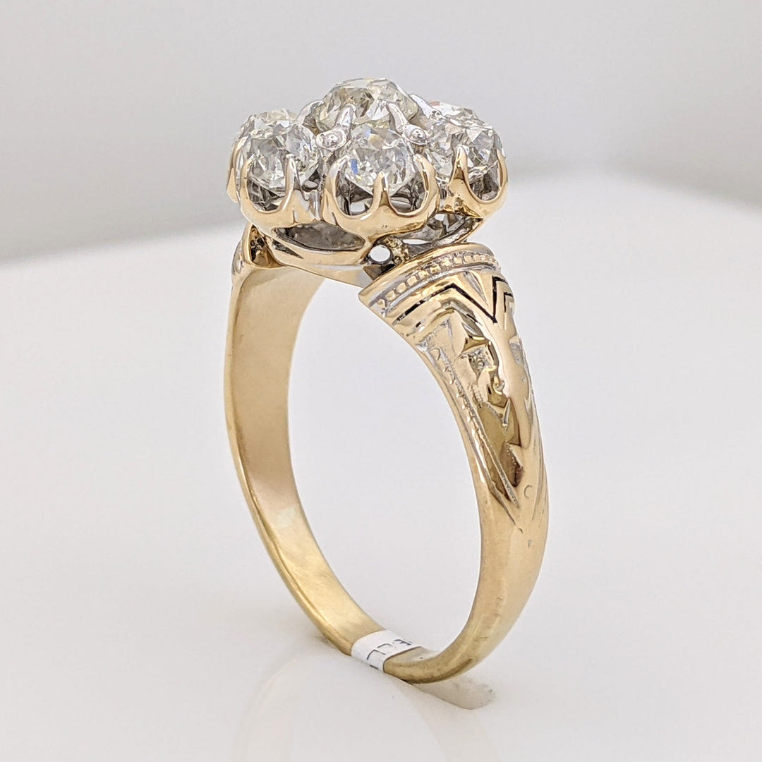 14K 1.40 CARAT TOTAL WEIGHT VS H DIAMOND ROUND (7) ESTATE FLORAL RING 7.1 GRAMS