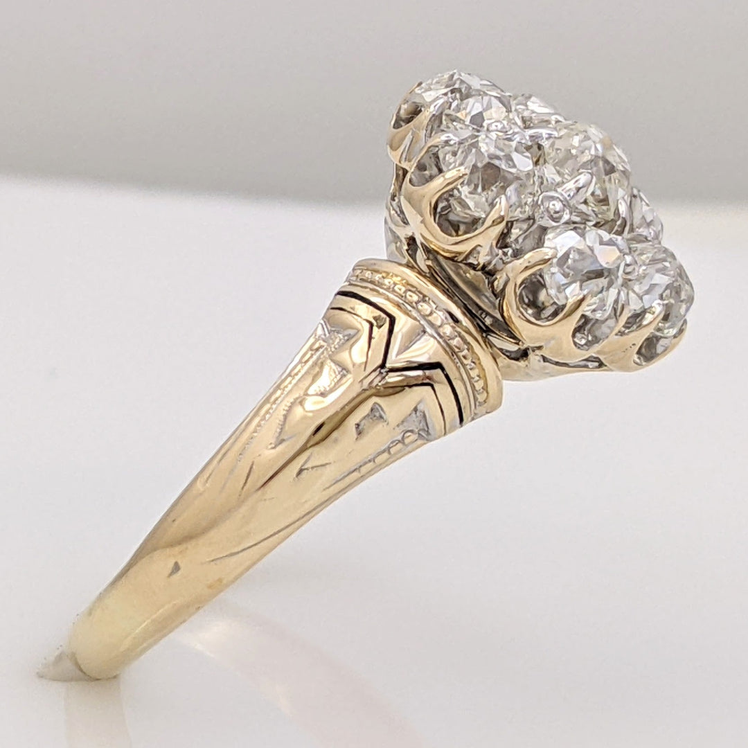 14K 1.40 CARAT TOTAL WEIGHT VS H DIAMOND ROUND (7) ESTATE FLORAL RING 7.1 GRAMS